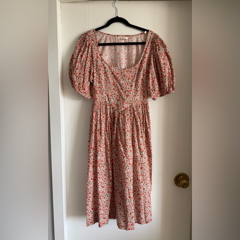 Doen Abrielle Dress in Liberty Fabric Coral Poppy Bell Floral - Picture 4 of 6